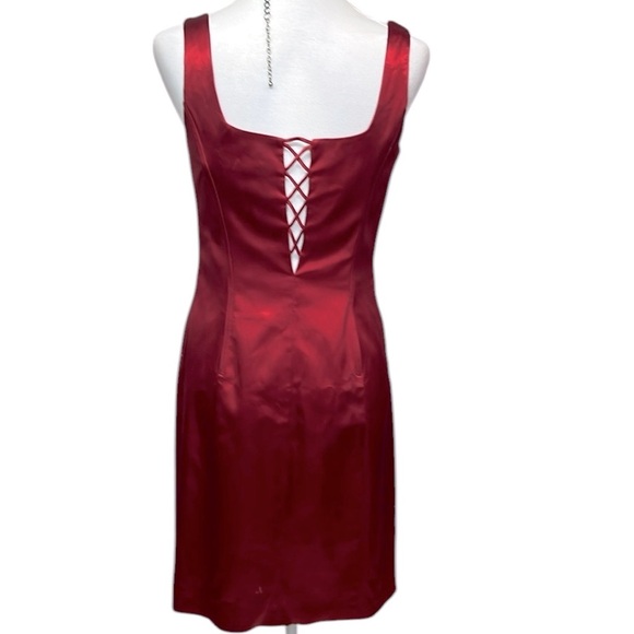 A.B.S Evening Allen Schwartz Satin Dress Red - Picture 5 of 8
